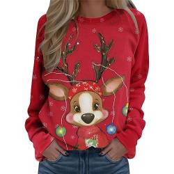 Weihnachten Oversize Hoodie Damen Ugly Christmas Sweater Weihnachtsgeschen t-Shirt Damen Hoodie Damen pink Basic Tops Damen Set Pullover Pulli Oversize Damen Strickjacken Damen von HHOP