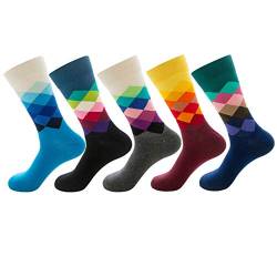 Sneaker Socken Herren Set Glückliche Lustige Retro-Streifen-Baumwollsocken (5 Von Packung)-A1._Eine Größe (35-45) von HHSW