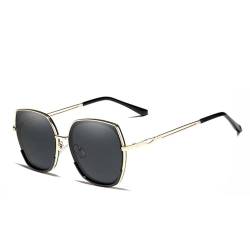 2024 Klassische Sonnenbrille für Damen, polarisierte Gläser mit modischem Farbverlauf, elegante Sonnenbrille für Damen, Gold, Grau, Original, Gold-Grau, Original von HHXWAN