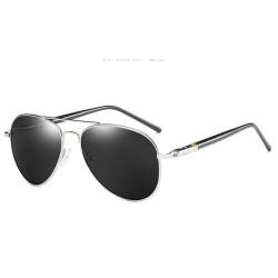 2024 Polarisierte Sonnenbrille für Männer Frauen Pilotenfahrer Vintage Sonnenbrille schwarz Herren Damen UV400,03 Silber, Schwarz, 03 Silber - Schwarz von HHXWAN