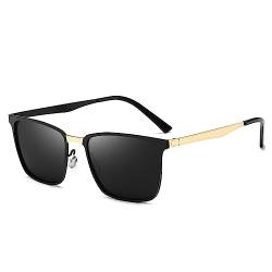 2024 Polarisierte Sonnenbrille für Männer und Frauen, Markendesign, modische Sonnenbrille mit quadratischem Rahmen für Männer, UV400, Gold, Goldfarben von HHXWAN