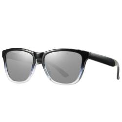 2024 Polarisierte Sonnenbrille für Männer und Frauen, modisch, quadratisch, klassische Brille mit verspiegelten Gläsern, Blautöne, Schwarz, Grau, H, Schwarz / Grau, h von HHXWAN