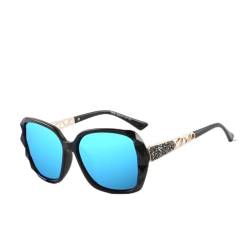 2024 modische Damen-Sonnenbrille mit Farbverlauf-Punkten für Damen, blauer Spiegel, original, Blauer Spiegel, Original von HHXWAN