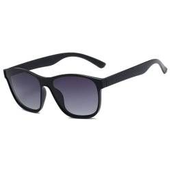 Polarisierte Sonnenbrille für Männer und Frauen, schwarz, quadratisch, für Herren, Damen, elegant, Wandern, Fahren, Schatten UV400, Schwarz / Grau, Dunkelgrau von HHXWAN