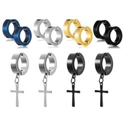 10 Paare Magnetische Ohrstecker Edelstahl Magnetische Ohrringe, Nicht Durchdringende Kreuz Baumeln Creolen Unisex Messgeräte Clip auf Ohrring Schwarz CZ Magnet Ohrring Set (Schicker Stil) von HICARER