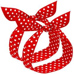 2 Stück Polka Punkt Stirnbänder für Mädchen Frauen Retro Bandana Stirnband Halloween Verkleidung 50er Jahre Draht Stirnband Vintage Druck Weihnachten Haarband (Rot) von HICARER