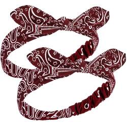 2 Stücke Bandana Stirnband für Frauen und Mädchen, Knoten Retro Druck Stirnbänder Paisley Print Stirnband Headwrap Verstellbare Headwrap (Deep Red) von HICARER