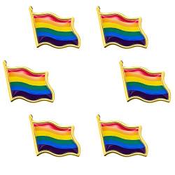 6 Packungen Gay Stolz Pin Regenbogen Pin gewellte Flagge Pin LGBT Abzeichen Revers Pin Brosche Metall Geschenk Regenbogen Flagge für LGBT Neuheit Geschenk Sammlerstück von HICARER