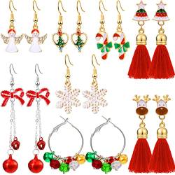 8 Paar Weihnachten Ohrringe für Frauen Schneeflocken Schneemann Rote Schleife Ohrringe Mädchen Geschenke Weihnachten Ohrring Sets von HICARER