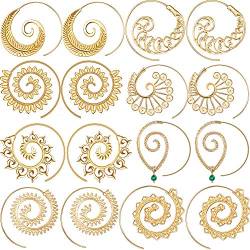 8 Paare Bohemian Vintage Creolen Kreise Stamme Ohrringe Spirale Ohrringe für Frauen, Gold von HICARER