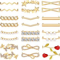 HICARER 24 Schnürsenkel Dekoration Clips Schuhe Charms Schuhe Zubehör Turnschuhe Schuhschmuck für Damen Mädchen (Gold) von HICARER