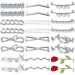 HICARER 24 Stück Schnürsenkel Dekoration Clips Schuhe Charms Clips Schuhe Zubehör Turnschuhe Schuhschmuck für Damen Mädchen (Silber) von HICARER