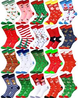 HICARER 60 Paar Weihnachtssocken für Kinder Bunt Lustig Sneaker Socken Weihnachten Unisex Kindersocken Warm Crew Socken (1-3 Jahre) von HICARER