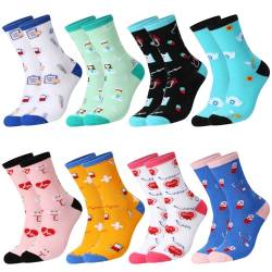 HICARER 8 Paar Lustige Socken für Damen Fun Socken für Krankenschwester Arzt Baumwollsocken Geschenke für Krankenschwester von HICARER