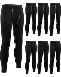 Hicarer 6er-Pack Herren-Kompressionshosen, Workout-Hosen, athletische Kompressions-Leggings, Laufstrumpfhosen für Männer, Sportbedarf, Schwarz, Groß von HICARER