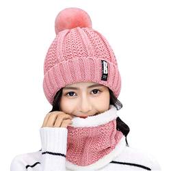 HIDARLING Damen Wintermütze Pom Pom Pom Skibommelmütze Strickmütze mit Fleece-Innenfutter Gr. M, Rose von HIDARLING