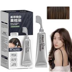 Fruit Essence Hair Dyeing Comb, Black Fruit Dyeing Cream, Natural Fruit Hair Dye, 18 Plant Extract Hair Dye Essence Natural Fruit Hair Dye Cream for Men and Women All Hair Types (Dark Brown) von HIDRUO
