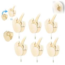 Funny Wooden Finger Brooch, Handmade Flippable Interactive Mood Expressing Pin,Finger Pin DIY Kit for Men Women Cool Gag for Clothes Brooch Schoolbag Accessories (6 PCS) von HIDRUO