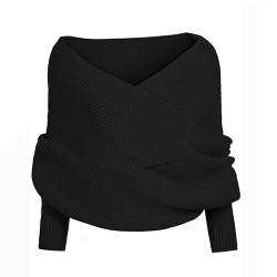 HIDRUO Schneepullover-Schal mit Ärmeln, Pullover-Schal mit Ärmeln, gestrickter Pullover-Tops-Schal für Damen (Black) von HIDRUO