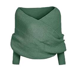 HIDRUO Schneepullover-Schal mit Ärmeln, Pullover-Schal mit Ärmeln, gestrickter Pullover-Tops-Schal für Damen (Dark Green) von HIDRUO
