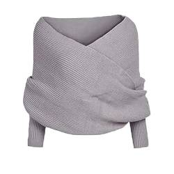 HIDRUO Schneepullover-Schal mit Ärmeln, Pullover-Schal mit Ärmeln, gestrickter Pullover-Tops-Schal für Damen (Light Gray) von HIDRUO
