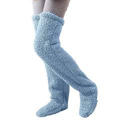 HIDRUO Teddy Legs Long Socks Over the Knee High Socks for Women, Ultra Soft & Cozy Fuzzy Warm Stocking (Blue) von HIDRUO
