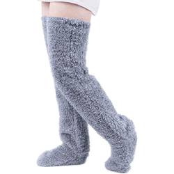 HIDRUO Teddy Legs Long Socks Over the Knee High Socks for Women, Ultra Soft & Cozy Fuzzy Warm Stocking (Gray) von HIDRUO