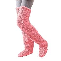 HIDRUO Teddy Legs Long Socks Over the Knee High Socks for Women, Ultra Soft & Cozy Fuzzy Warm Stocking (Pink) von HIDRUO