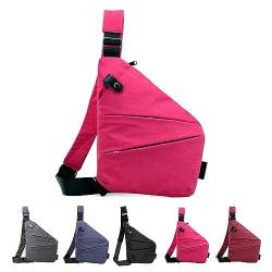 HIDRUO Wander Plus Anti Theft Bag, Waterproof Anti-theft Crossbody Shoulder Bag, Side Slim Sling Bag for Outdoor (Rose Red, Left Shoulder) von HIDRUO