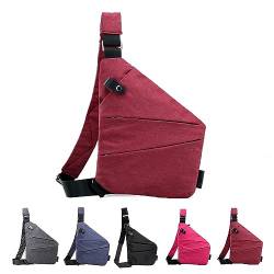 HIDRUO Wander Plus Anti Theft Bag, Waterproof Anti-theft Crossbody Shoulder Bag, Side Slim Sling Bag for Outdoor (Wine Red, Left Shoulder) von HIDRUO