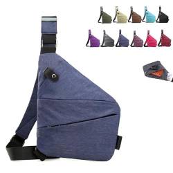 Wander Plus Anti Theft Bag, Waterproof Anti-theft Crossbody Shoulder Bag, Slim Sling Bag Cross Body Travel Bag (Blue, Right shoulder) von HIDRUO