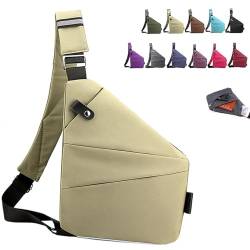 Wander Plus Anti Theft Bag, Waterproof Anti-theft Crossbody Shoulder Bag, Slim Sling Bag Cross Body Travel Bag (Khaki, Left shoulder) von HIDRUO