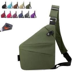 Wander Plus Anti Theft Bag, Waterproof Anti-theft Crossbody Shoulder Bag, Slim Sling Bag Cross Body Travel Bag (Military Green, Left shoulder) von HIDRUO