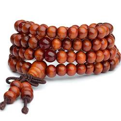 HIFFEY 18 Samen Bodhi Buddhist Buddha Holz Gebet Perlen Knoten Armband Unisex Männer Armbänder Armreifen for Frauen (Color : Style 2-Orange) von HIFFEY