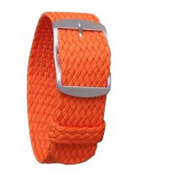 HIFFEY Gewebtes Nylon-Uhrenarmband, weicher Stoff, Sportarmband, silberfarbenes schwarzes Edelstahl-Schnallenarmband, 16 mm, 18 mm, 20 mm, 22 mm, universell (Color : Orange, Size : 16MM_BLACK BUCKLE) von HIFFEY
