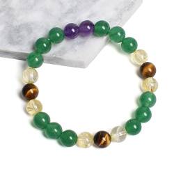 HIFFEY Glücksarmband Amethyst Citrin Grün Gelb Stein 8mm Perlen Armbänder Frauen Glücksgeschenk (Size : 21cm-8.3inch, Color : 1) von HIFFEY
