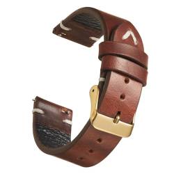 HIFFEY Leder-Uhrenarmband 18 mm, 19 mm, 20 mm, 22 mm, Vintage-Uhrenarmband, Schwarz, Blau, Braun, erhältlich, handgefertigtes Uhrenarmband-Zubehör (Color : Vintage brown 3, Size : 22mm) von HIFFEY