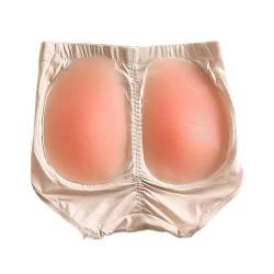 HIFFEY Silikon Pad Enhancer Fake Ass Panty Hüfte Butt Lifter Unterwäsche Unsichtbare Bottom Shaper Nahtlose Gepolsterte Shapewear Höschen (Color : 2cm Thickness beige, Size : S) von HIFFEY