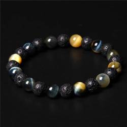 Herren-Armband, schwarze Lava-Balance-Perlen, Reiki-Buddha-Gebetsstein-Armband for Damen und Herren (Size : 21CM, Color : Yellow) von HIFFEY