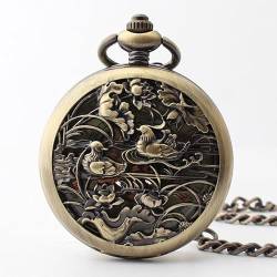 Retro-Taschenuhr im chinesischen Stil, mechanisch, for Herren und Damen, Persönlichkeit, kreativ, klassisch, Hohle Handaufzugsuhren (Color : JFC355) von HIFFEY