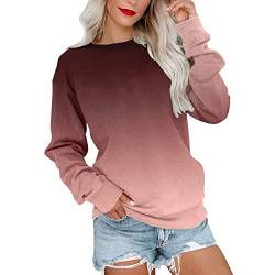 Damen Sweatshirt Langarm Rundhals Pullover Tops Locker Casual Herbst Winter Sweatshirts Bluse Oberteil Streetwear Frauen Sweatshirt Pullover (H-b, S) von HIGOU