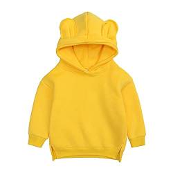 Kinder Baby Jungen Sweatshirts Säuglingsjungen Solid Ear Kleinkind Sweatshirt Cute Top Mädchen Baby Hoodie Boys Tops Kapuzenpullover für Baby Jungen(Gelb,9-12 Monate) von HIGOU