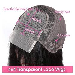 Frauen Perücke Kurze, verworrene, lockige Echthaarperücke, vorgezupft, T-Teil, Spitze, lockiges Echthaar, Perücken for Frauen Synthetische Perücken für Frauen (Color : 4x4 Lace Wig, Size : 16 inch) von HIHELO