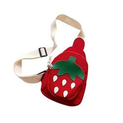 HIHELO Damen-Rucksack, Hüfttasche für Brusttasche für niedliche Erdbeer-Tasche, kleine verstellbare coole bunte Umhängetasche, e, A von HIHELO