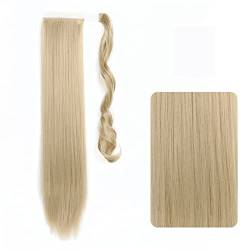 Haarknoten 22-32 Zoll synthetischer langer gerader Pferdeschwanz-Stirnband, Pferdeschwanz-Perücke, Wickel-Haarspangenverlängerung, Pferdeschwanz-Dutt for Frauen Haarknoten Haarteil (Color : 16, Size von HIHELO