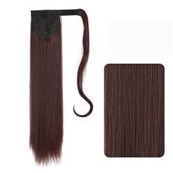 Haarknoten 22-32 Zoll synthetischer langer gerader Pferdeschwanz-Stirnband, Pferdeschwanz-Perücke, Wickel-Haarspangenverlängerung, Pferdeschwanz-Dutt for Frauen Haarknoten Haarteil (Color : 99J, Siz von HIHELO