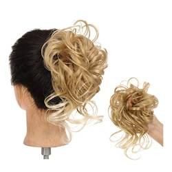 Haarknoten Synthetischer lockiger Haarknoten Pferdeschwanz-Haarverlängerungen, langer unordentlicher lockiger Haarknoten mit elastischem Band, Damen-Haarknoten-Stirnbänder Haarknoten Haarteil ( Color von HIHELO