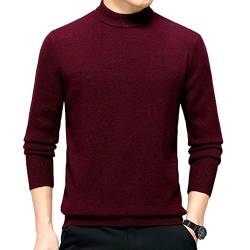 HIJAN Herren-Pullover, bequemer Rollkragenpullover, einfarbig, langärmelig, for den Winter (Color : rot, Size : M) von HIJAN