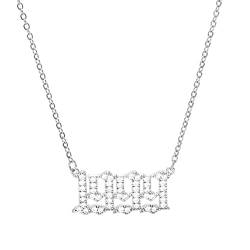 HIJONES Damen Edelstahl Geburtsjahr Halskette mit Zirkonia Kristall Jahr Zahlen Anhänger personalisiertes Geschenk Silber 1999 von HIJONES