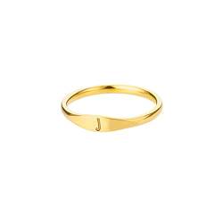 HIJONES Damen Edelstahl Ring mit Buchstaben Siegelring Alphabet Initialenring Stapelbares Einfaches Statement Ehering Gold J Größe 54 von HIJONES